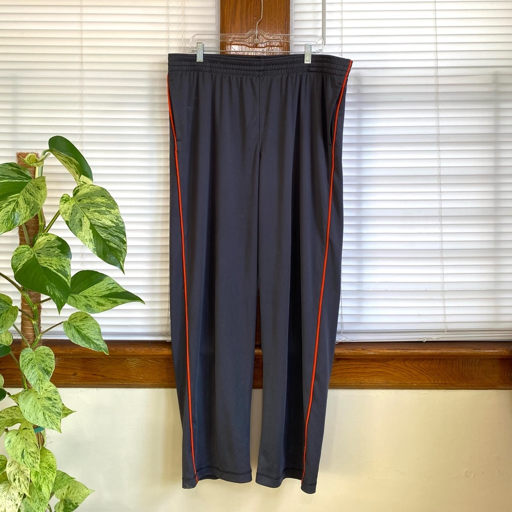 Reebok Men's 2X Gray Orange Striped Pull On Pants Activewear Pants Drawstring